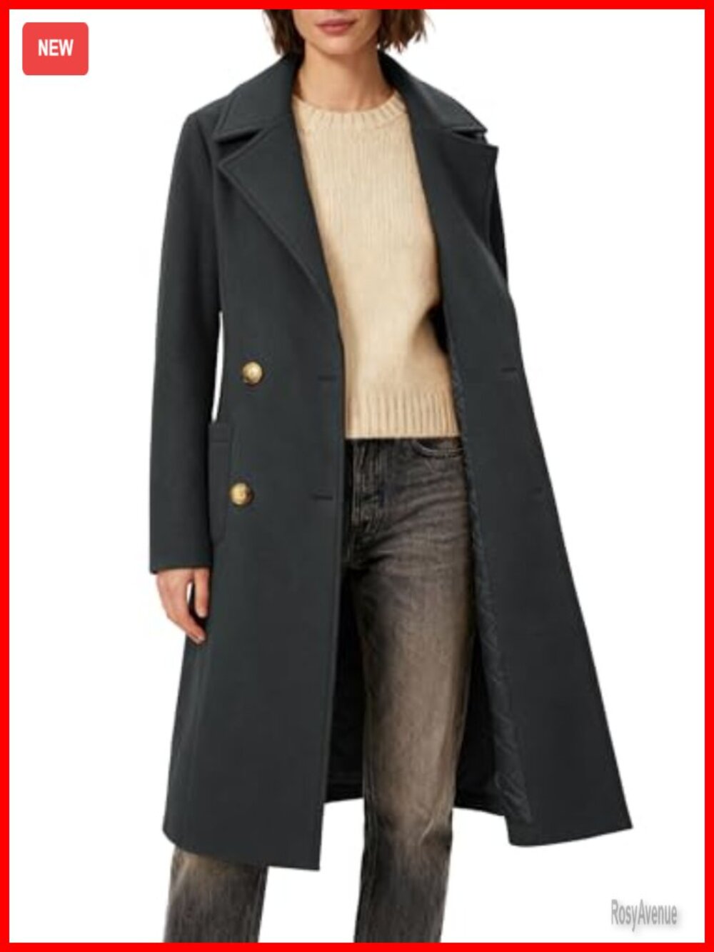 Women's Double-Breasted Long Overcoat Notch Lapel Trench Coat